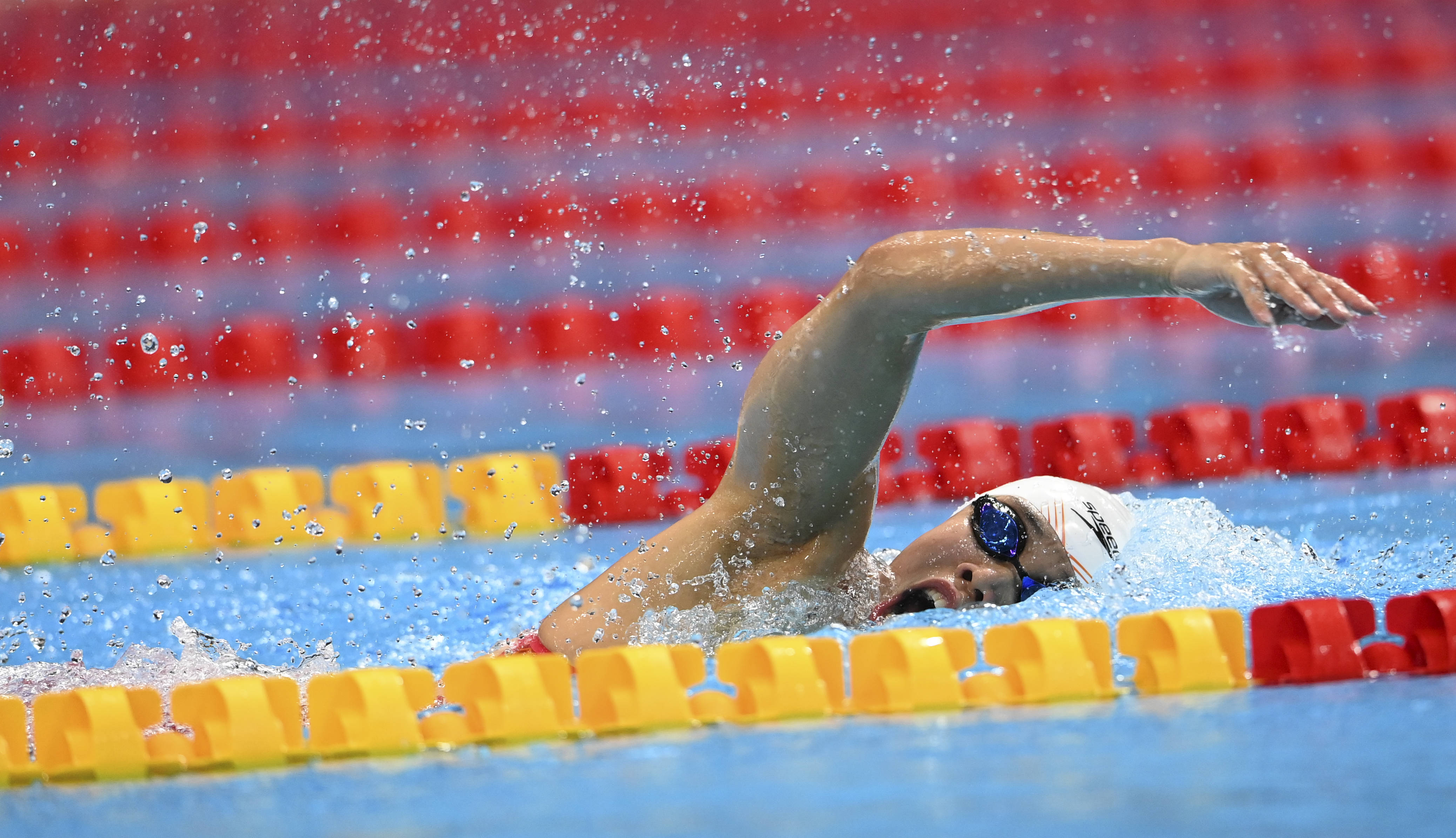游泳比赛紧张刺激,选手飞驰水中游 游泳比赛紧张刺激,选手飞驰水中游